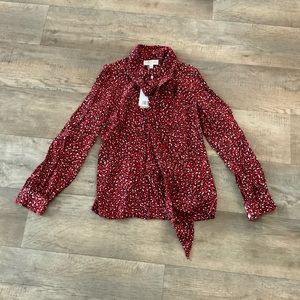 Mini Leopard Silk Crepe De Chine Bow Blouse